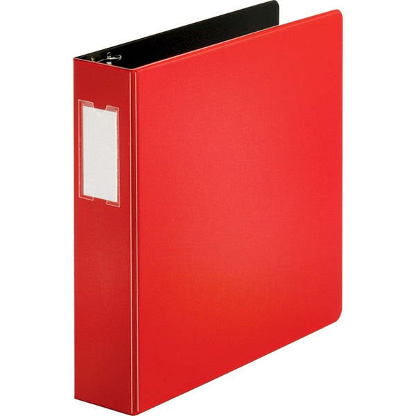 Business Source D-Ring Binder w/Label Holder, Heavy-Duty, 2", Red (BSN33112) Each
