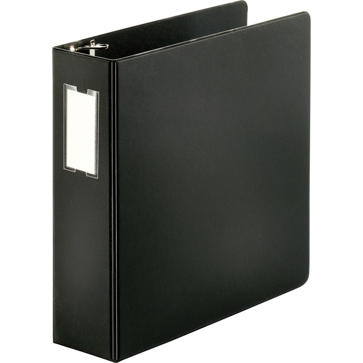Business Source D-Ring Binder w/Label Holder, Heavy-Duty, 3", Black (BSN33113) Each