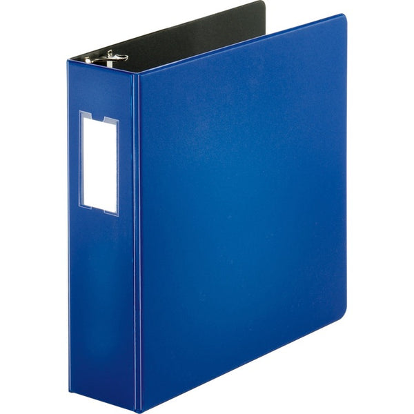 Business Source D-Ring Binder w/Label Holder, Heavy-Duty, 3", Blue (BSN33115) Each