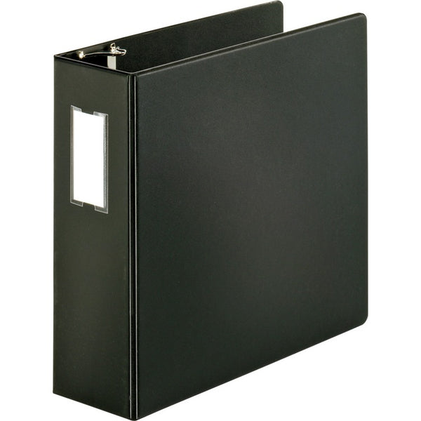 Business Source D-Ring Binder w/Label Holder, Heavy-Duty, 4", Black (BSN33117) Each