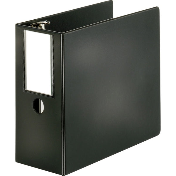 Business Source D-Ring Binder w/Label Holder, Heavy-Duty, 5", Black (BSN33121) Each