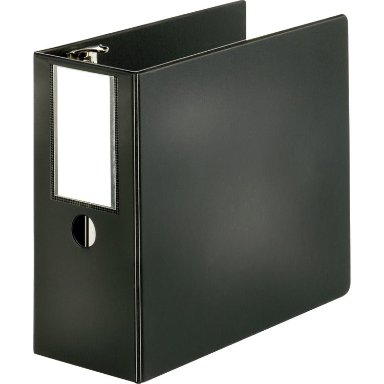 Business Source D-Ring Binder w/Label Holder, Heavy-Duty, 5", Black (BSN33121) Each