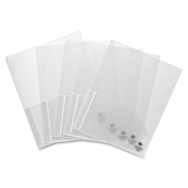 Business Source Portfolio, 2-Pocket, 60 Sheet Cap, 8-1/2" x 11", 5/PK, Clear (BSN78499) Pack of 5