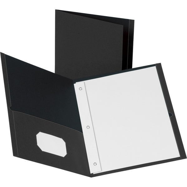 Business Source 2-Pocket Folders, 100 Sh Cap, Letter, 9-1/2" x 11", 25/BX, BK (BSN78532) Box of 25