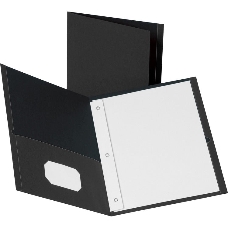Business Source 2-Pocket Folders, 100 Sh Cap, Letter, 9-1/2" x 11", 25/BX, BK (BSN78532) Box of 25