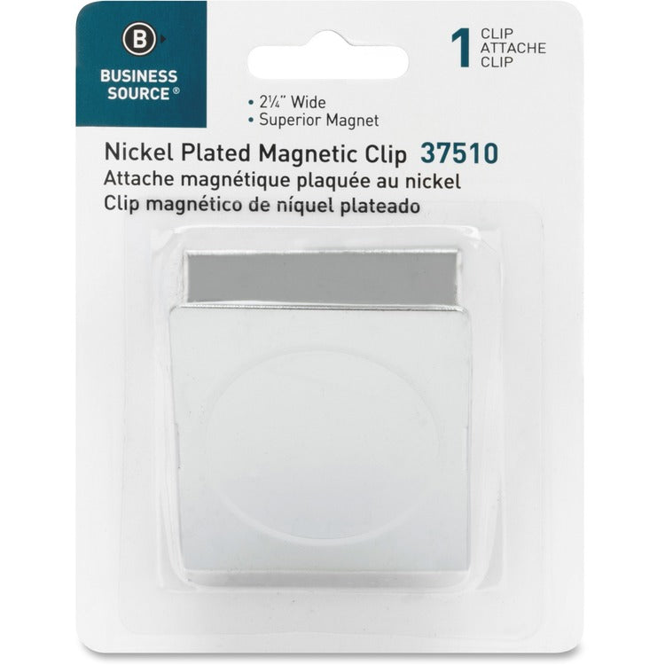 Business Source Magnetic Metal Clip, 2.25", Chrome (BSN37510) Each