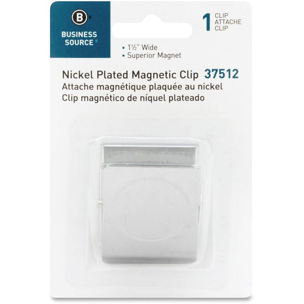 Business Source Magnetic Metal Clip, 1.50", Chrome (BSN37512) Each