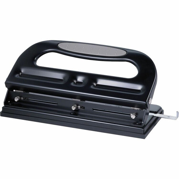 Business Source 3-Hole Punch, Heavy-Duty, Adjustable, 40 Sheet Cap, Black (BSN62897) Each