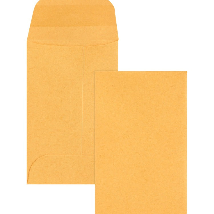 Business Source Coin Envelope, No.1, 20lb., 500/BX, Brown/Kraft (BSN04440) Box of 500
