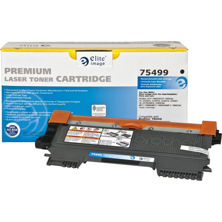 Elite Image Remanufactured Toner Cartridge, Alternative for Brother (TN450), Laser, 2600 Pages, Black, 1 Each (ELI75499) Each