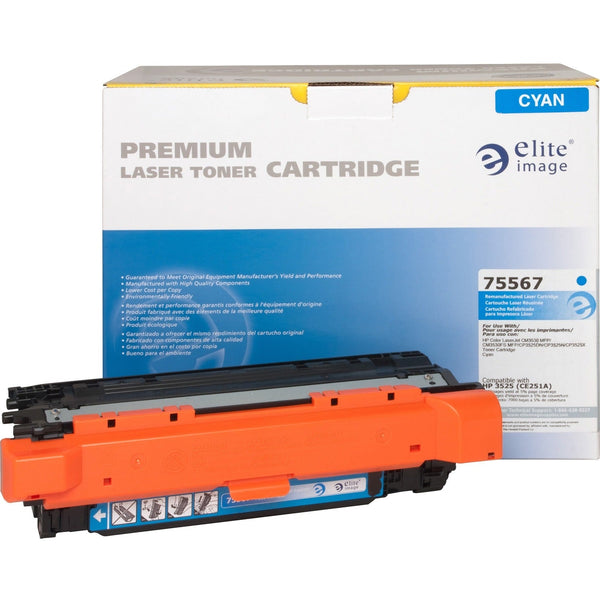 Elite Image Remanufactured Toner Cartridge, Alternative for HP 504A (CE251A), Laser, 7000 Pages, Cyan, 1 Each (ELI75567) Each