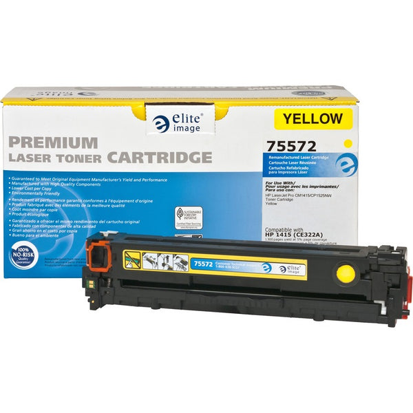 Elite Image Remanufactured Toner Cartridge, Alternative for HP 128A (CE322A), Laser, 1300 Pages, Yellow, 1 Each (ELI75572) Each