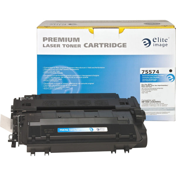 Elite Image Remanufactured Toner Cartridge, Alternative for HP 55X (CE255X), Laser, 12500 Pages, Black, 1 Each (ELI75574) Each