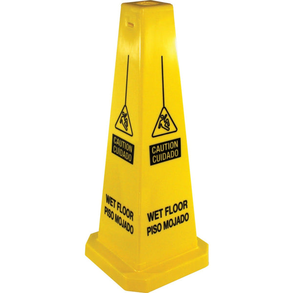Genuine Joe Safety Cone, 4-Sided, 10" x 10" x 24", Yellow (GJO58880) Each