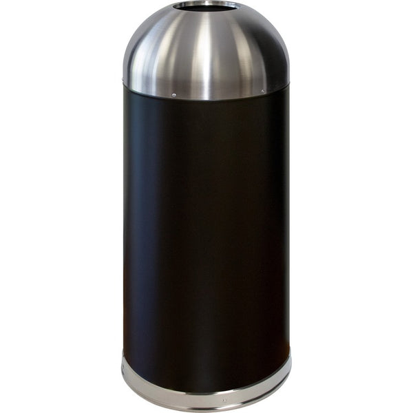 Genuine Joe Trash Receptacle, Domed Top, 15 Gal., Black/Silver (GJO58896)