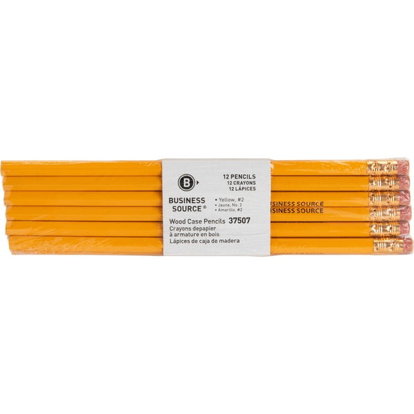 Business Source Woodcase Pencils, No. 2, Yellow (BSN37507) Box of 12