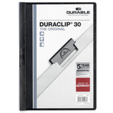 DURABLE DURACLIP Letter Report Cover, 8 1/2" x 11", 30 Sheets Capacity, Vinyl, Steel, Black (DBL220301) Each