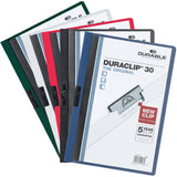 DURABLE DURACLIP Letter Report Cover, 8 1/2" x 11", 30 Sheets Capacity, Vinyl, Steel, Black (DBL220301) Each