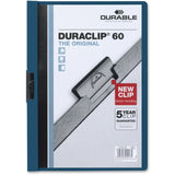 DURABLE DuraClip Report Cover, Clip Fastener, 8.5 x 11, Clear/Dark Blue, 25/Box (DBL221407) Box of 25