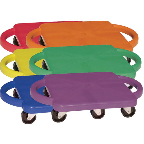 Champion Sports Plastic Scooter Set with Nylon Swivel Casters, 12 x 12, Assorted Colors, 6/Set (CSIPGHSET) Set of 6