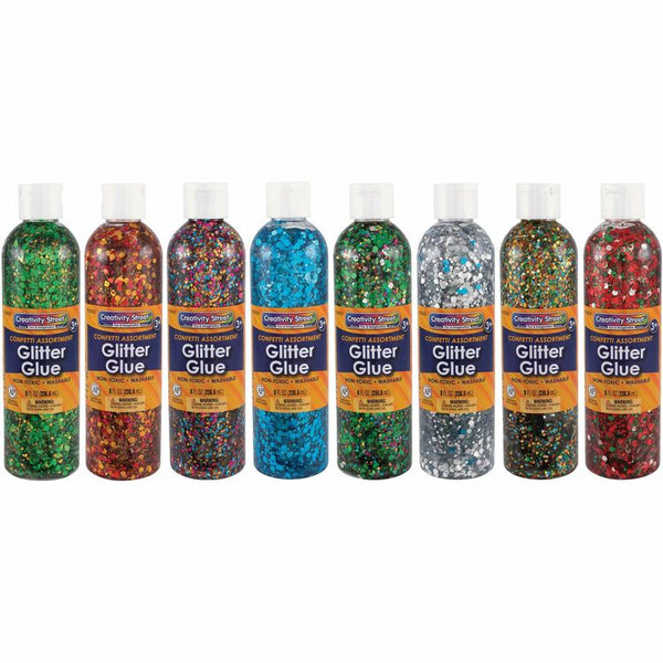 Creativity Street Glitter Glue Chip Class Pack, Assorted Colors, 8 oz Bottles, 8/Pack (PAC8562) Each