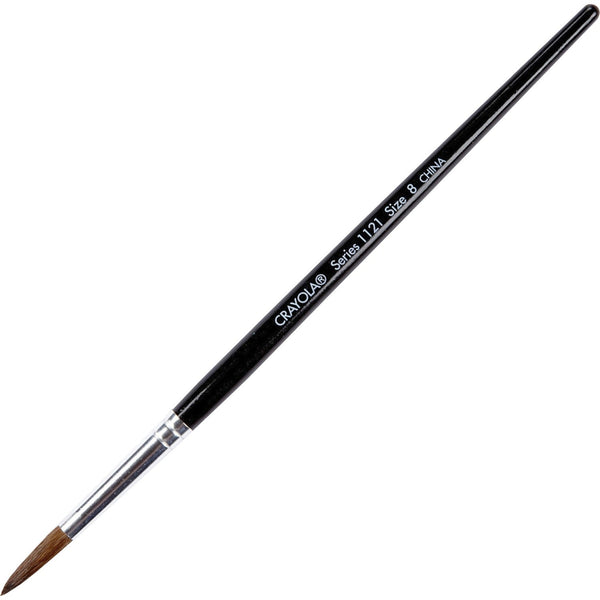Crayola Size 8 Watercolor Paint Brush - 1 Brush(es) - No. 8 Wood Polished Black Handle - Aluminum Ferrule (CYO051121012) 1 Dozen
