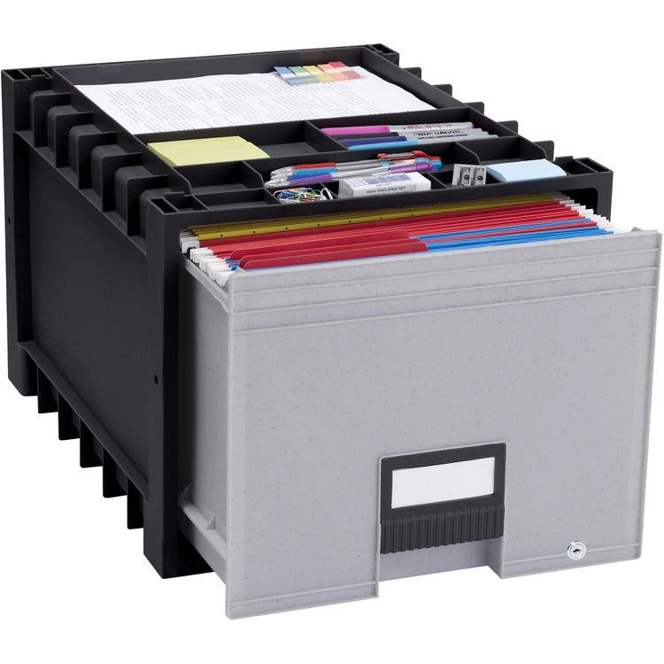 Storex Archive Drawer for Letter Files Storage Box, 18" Depth, Black/Gray (STX61178U01C) Each