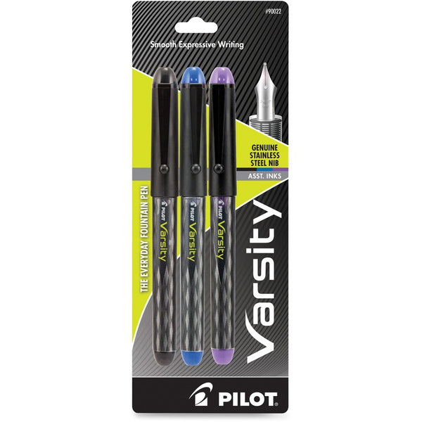 Pilot Fountain Pen,Liquid Ink,Disposable,Fine,0.5mm,Med,3/PK,AST (PIL90022)