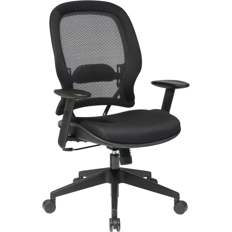 Office Star AirGrid Back & Mesh Seat Managers Chair - Black Seat - Black Back - High Back - 5-star Base - Armrest (OSP5540) Each