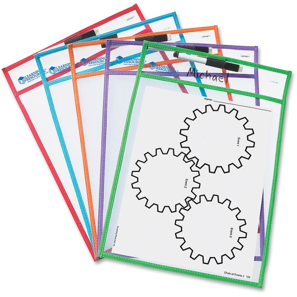 Learning Resources Write-And-Wipe Pockets, 5/ST, Multi (LRNLER0477) Set of 5
