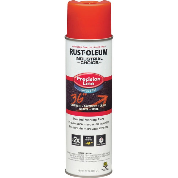 Rust-Oleum Marking Paint Spray, Water-Based, 17 oz., Alert Orange (RST203035) Each