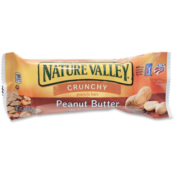 NATURE VALLEY Granola Bars, Crunchy, 1.5 oz. Bars, 18/BX, Peanut Butter (GNMSN3355)