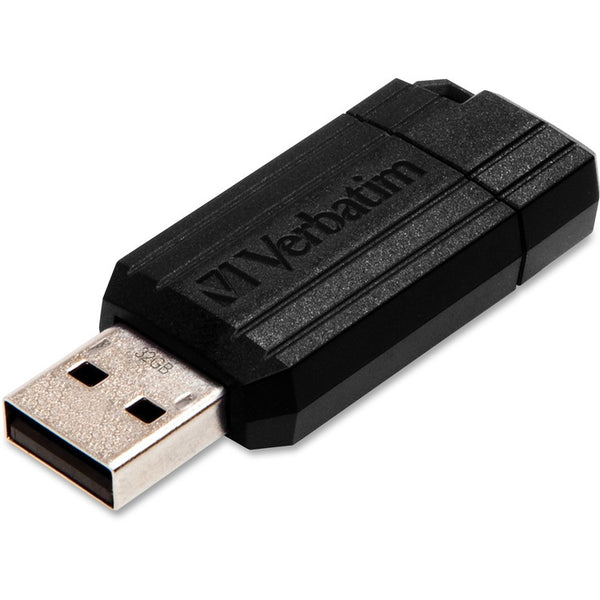 Microban PinStripe USB Flash Drive, 32 GB, Black (VER49064)