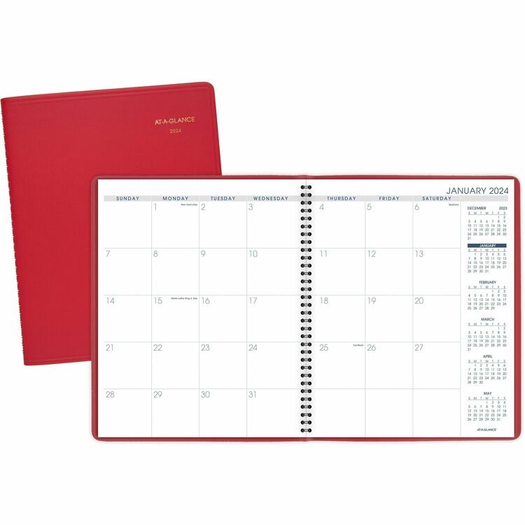 At-A-Glance Monthly Appointment Book, 9"x11", Red (AAG7025013)