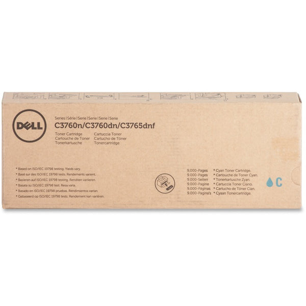 Dell Toner Cartridge, f/3760/3765, 9000 Page Yield, Cyan (DLL1M4KP) Each