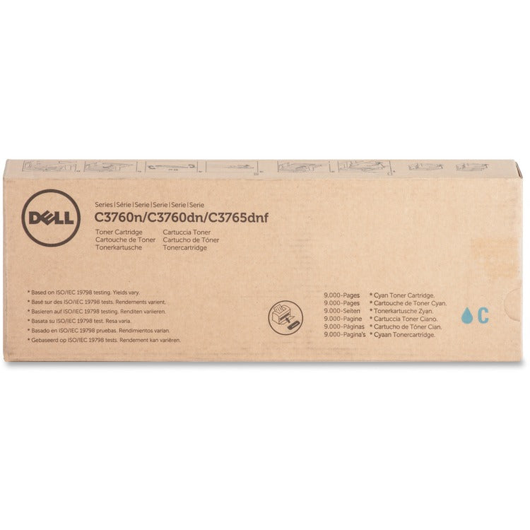 Dell Toner Cartridge, f/3760/3765, 9000 Page Yield, Cyan (DLL1M4KP) Each
