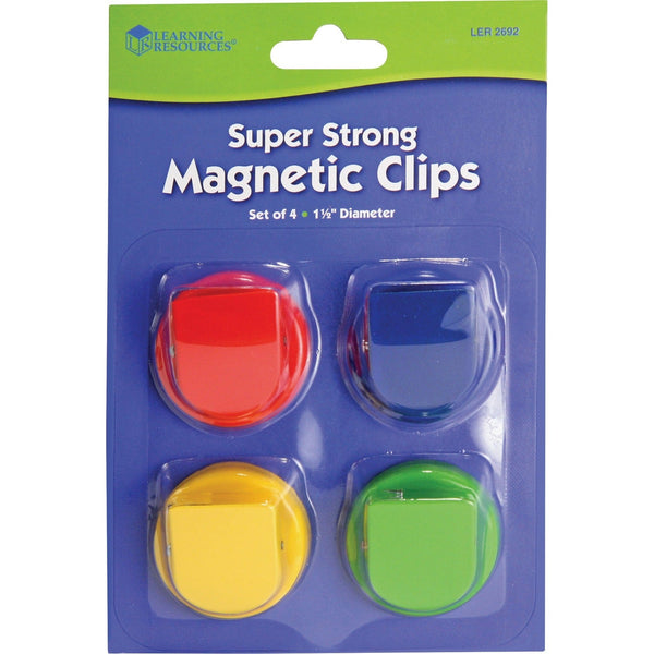 Learning Resources Super Strong Magnetic Clips, 1-1/2" D, 4/PK, Multi (LRNLER2692) Pack of 4