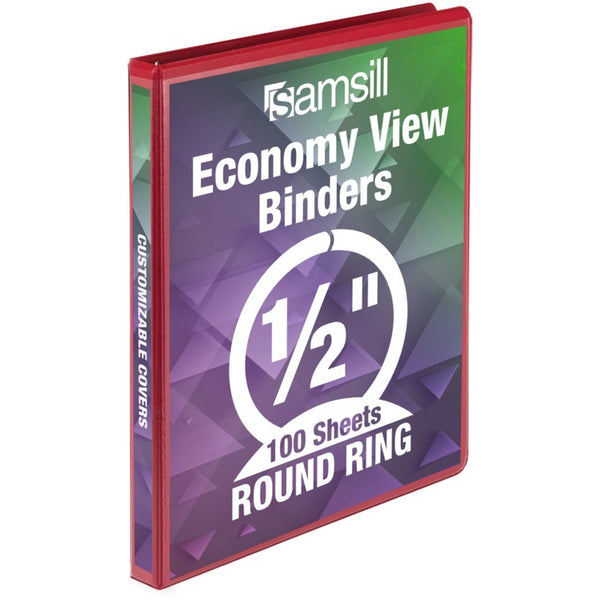 Samsill View Binder, Round Ring, 1/2", Red (SAM18513)
