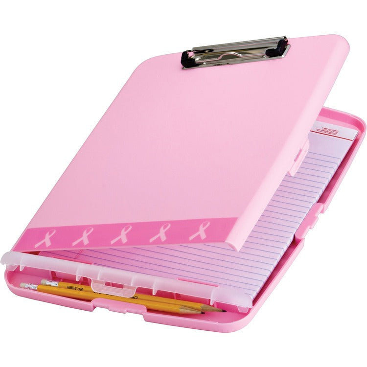Officemate Breast Cancer Awareness Clipboard Box, 3/4" Capacity, 8 1/2 x 11, Pink (OIC08925) Each