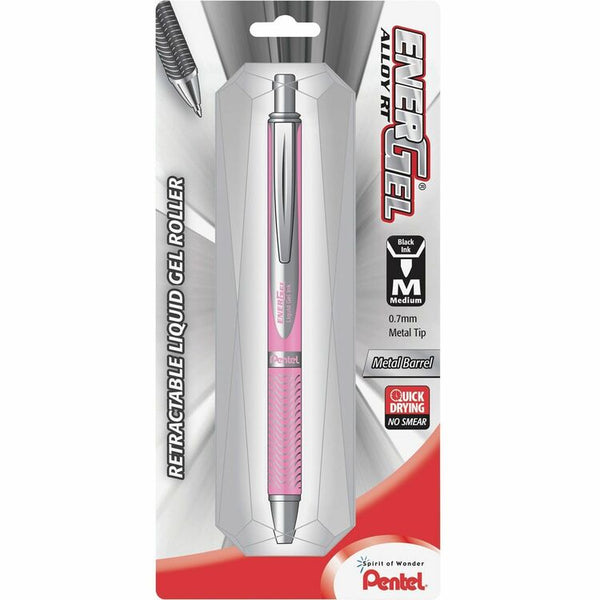 EnerGel Energel Alloy Retractable Gel Pen, Pink (PENBL407PBPA) Each