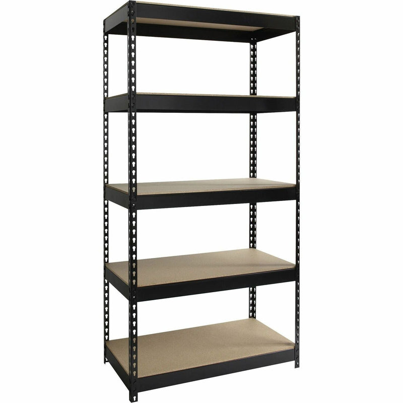 Lorell Riveted Steel Shelving, 18"x36"x72", Black (LLR61621)