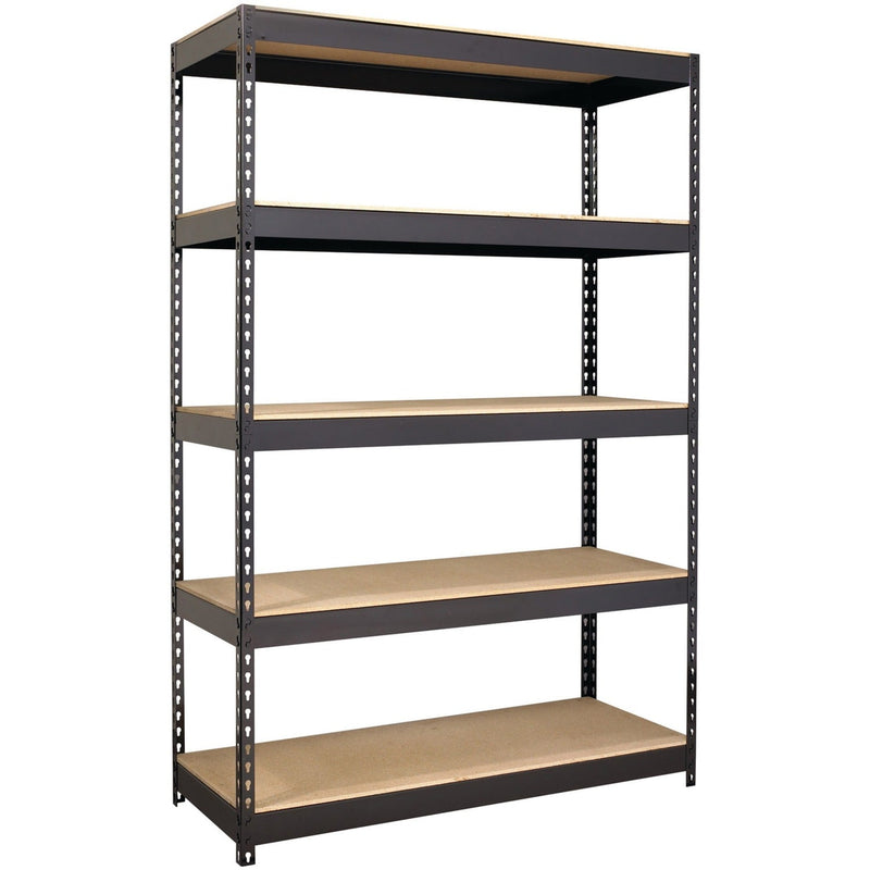 Lorell Riveted Steel Shelving, 18"x48"x72", Black (LLR61622)