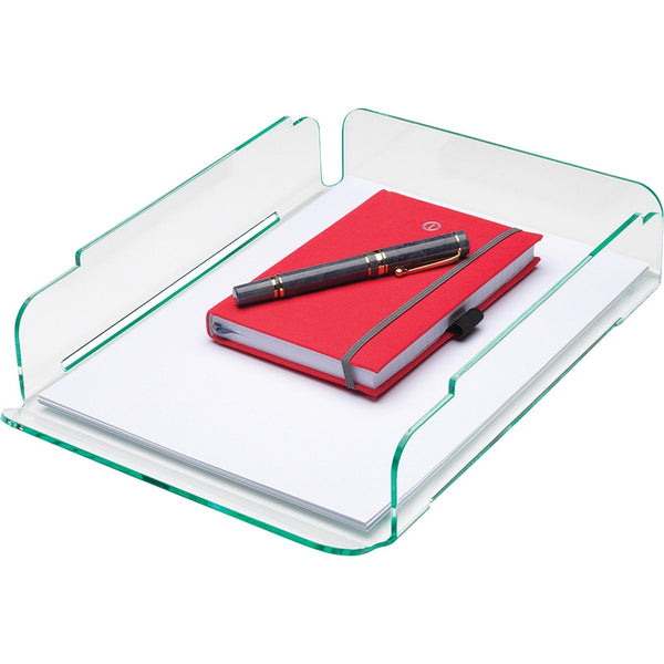 Lorell Single Stacking Letter Tray, Green Edge (LLR80654)