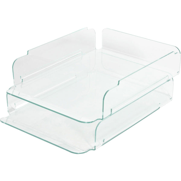 Lorell Stacking Letter Tray, Green Edge (LLR80655)