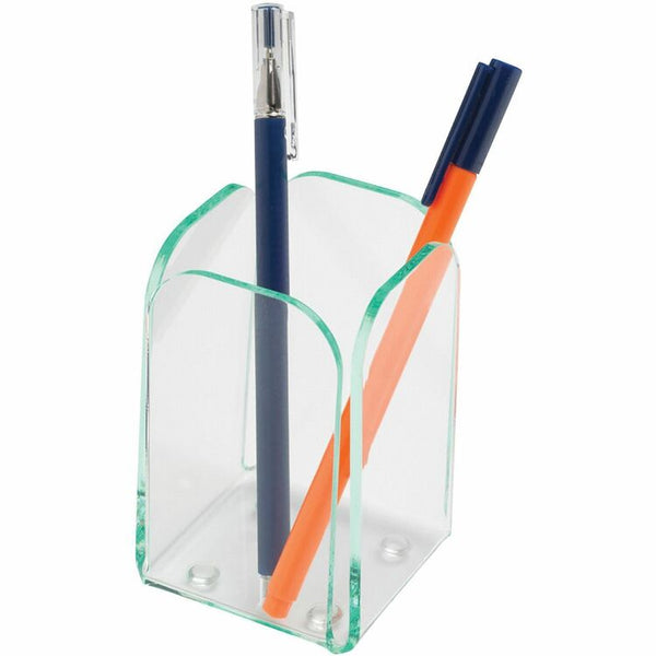Lorell Transparent Pencil Cup, Green Edge (LLR80656)