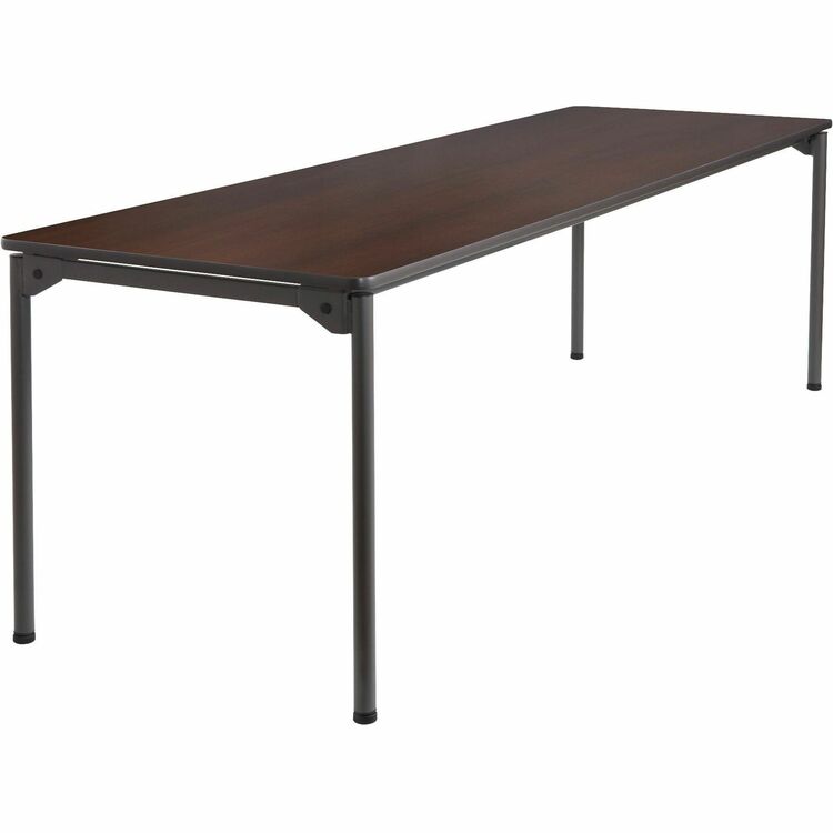 Iceberg Maxx Legroom Rectangular Folding Table, 96w x 30d x 29-1/2h, Walnut/Charcoal (ICE65834) Each