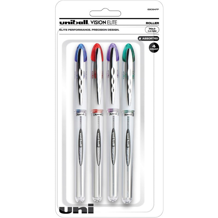 uniball&trade; Rollerball Gel Pen, Refillable, Waterproof, 0.8mm, Assorted Ink (UBC69094PP) Pack of 4