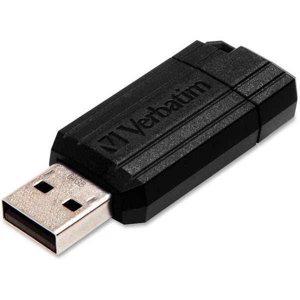 Microban PinStripe USB Flash Drive, 64 GB, Black (VER49065)