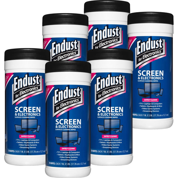 Endust LCD & Plasma Pop-Up Wipes 70ct. - 70 / Tub - 6 Pack - White (NRZ11506P6) Case of 6