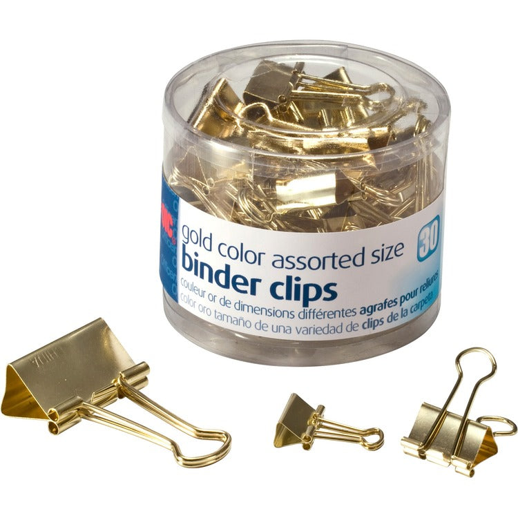 Officemate Binder Clips, Assorted Sizes, Gold (OIC31022) Pack of 30